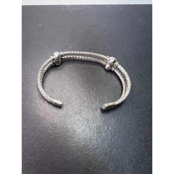 Sterling silver adjustable station cuff bracelet - Picture 9 of 11